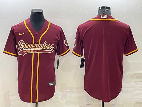 Men%27s Washington Commanders Blank Burgundy With Patch Cool Base Stitched Baseball Jersey->customized nhl jersey->Custom Jersey